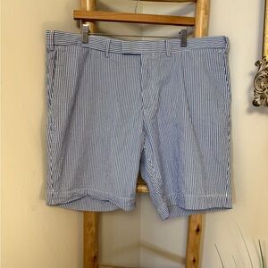 Polo Ralph Lauren Bleecker Shorts Mens 40 Blue Seersucker Bermuda Vintage
